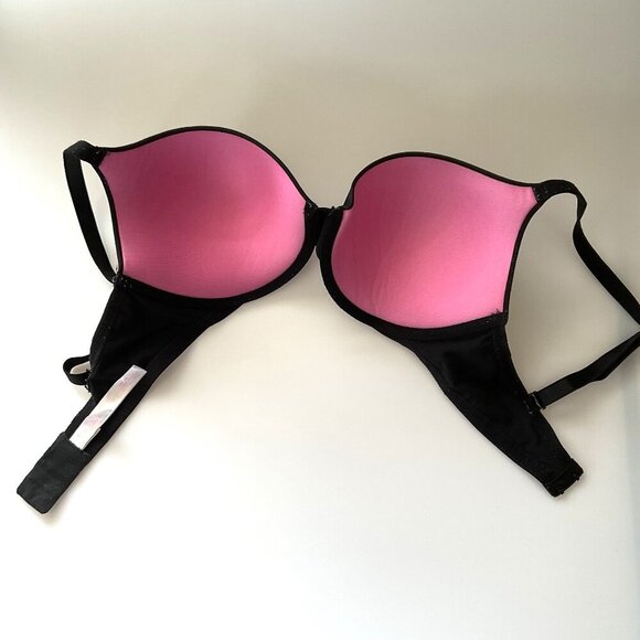 PINK VICTORIA’S SECRET BLACK WEAR EVERYWHERE PUSH UP BRA 34DD EUC - Picture 12 of 14